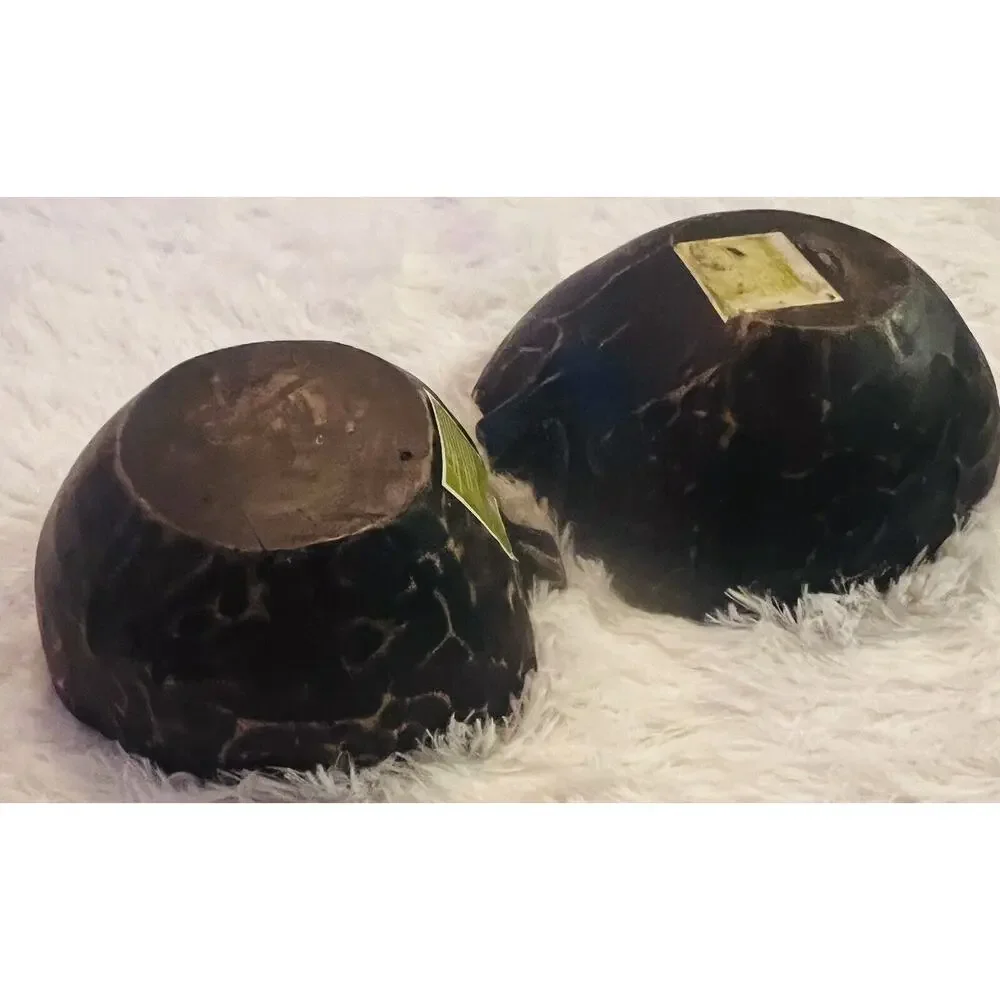 Set 2 Mango Wood Bowls Leaf Hand Carved Decor‎ Vintage Boho Tropical Indonesia